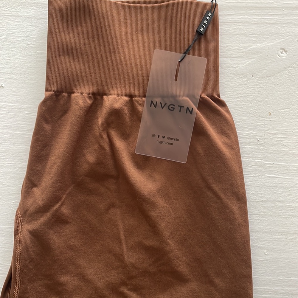 NVGTN solid seamless brown shorts